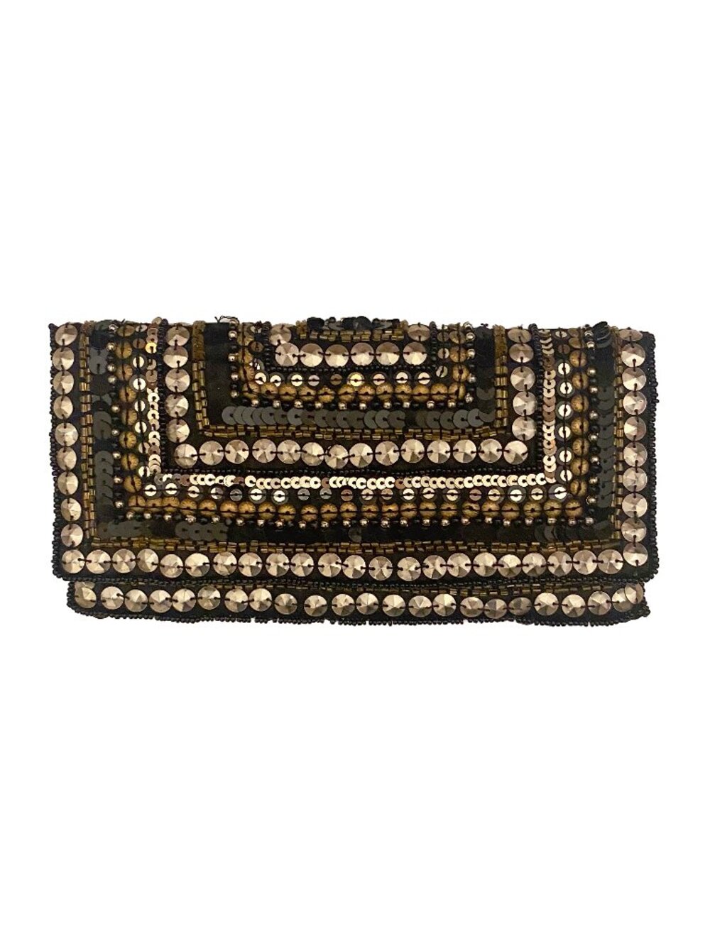Bamboo Trading Company Beaded Sequin Geometric Evening Crossbody Clutch Bag